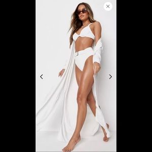 white cheesecloth maxi beach cover up shirt